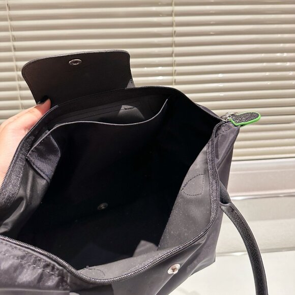 Longchamp Le Pliage Green M Navy Women's Tote Canvas Shoulder Bags Medium - Picture 9 of 9